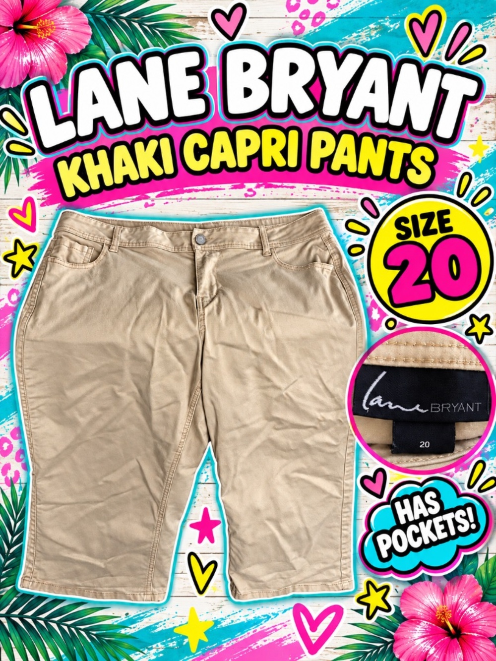 Lane Bryant Khaki Capri Pants • Women’s Size 20 • Tan Cropped Pants